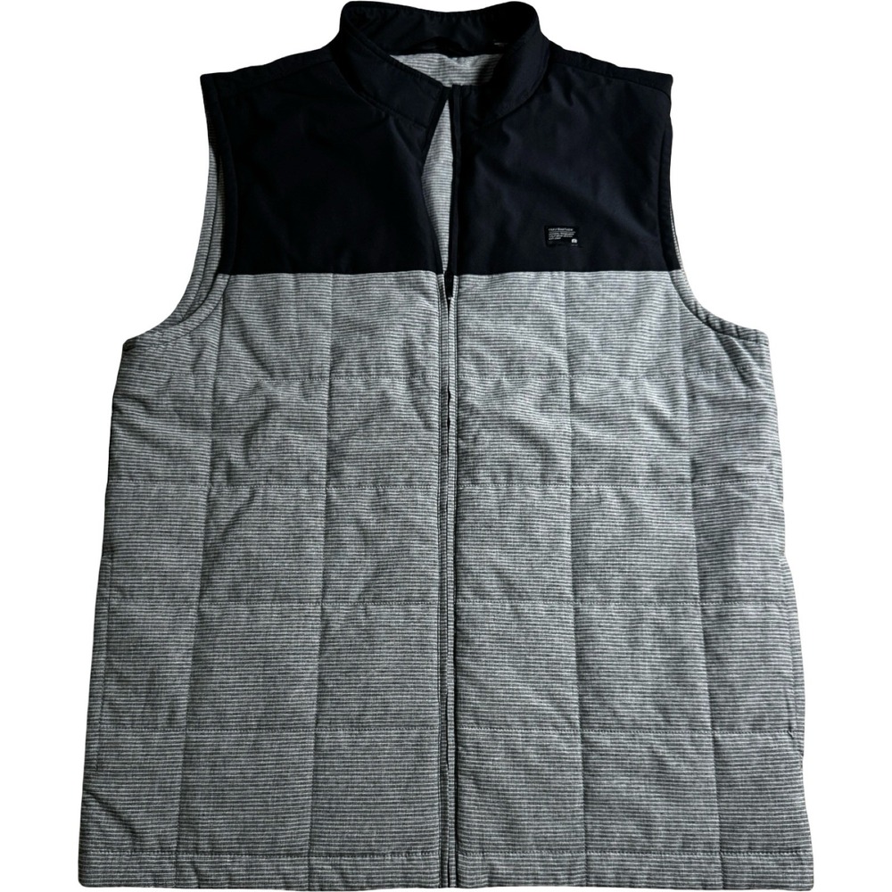 TravisMathew Puffer Vest Mens Large Grey Black Excellent Quilted Golf Zip Up